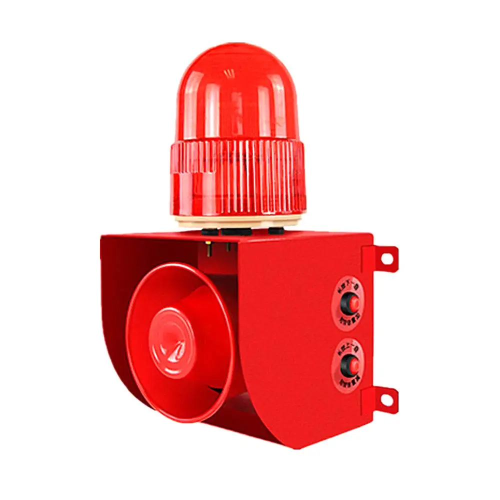 AC110V 120db Alarm Siren Horn Outdoor Siren Strobe Alarm Siren Safety  Adjustable Waterproof Industrial Sound Light Alarm