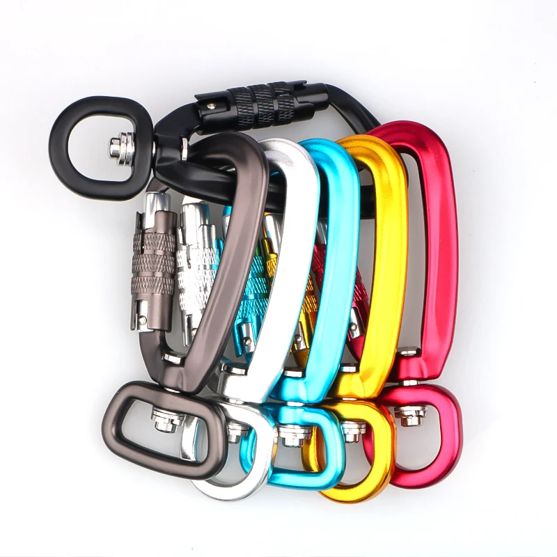 Aviation Aluminum Carabiner Snap for Dog Leash Suppliers Black Color Swivel Self Locking Carabiners
