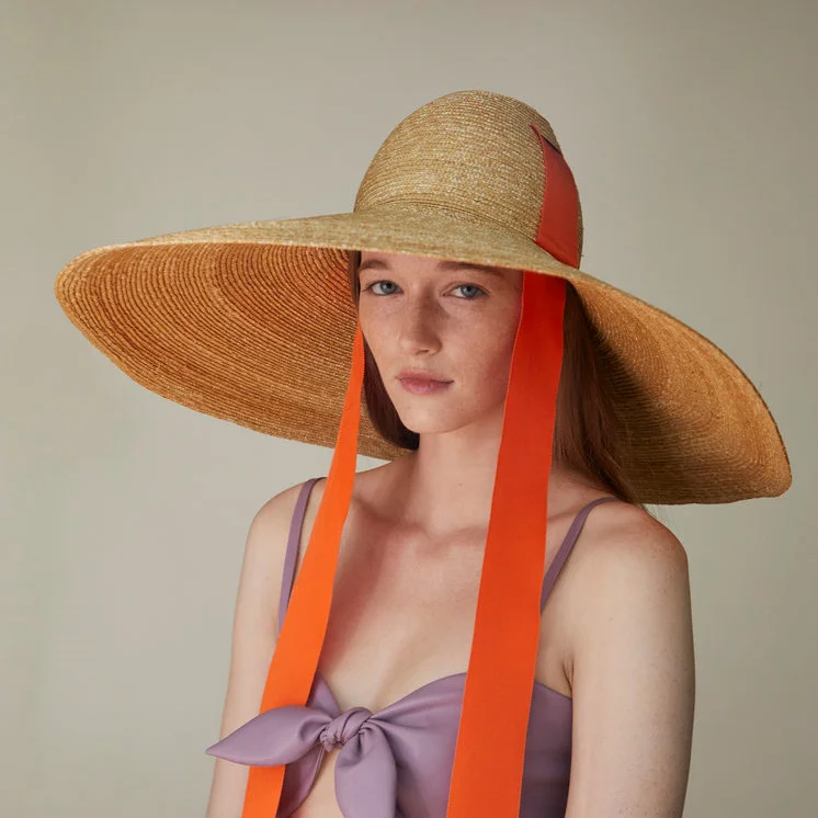 
Occident Style new cone high hat ribbon hand-woven large buckwheat straw hat outdoor sunscreen beach hat for women 