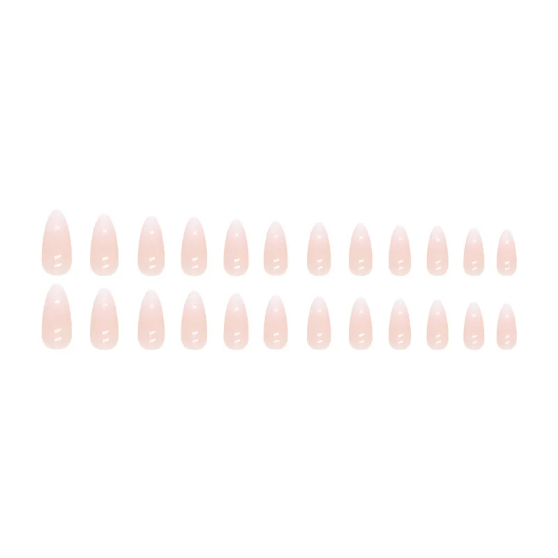 24 Pcs Press on Nails Set Medium Almond Fake Nails with Glue Kit Pink White Gradient False Nails Designs Acrylic Tips for Women