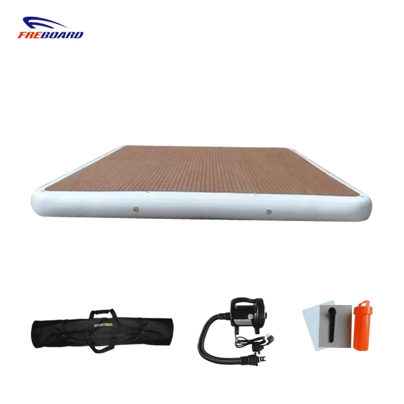 Inflatable swimming pool floating mat platform dock drop stitch float