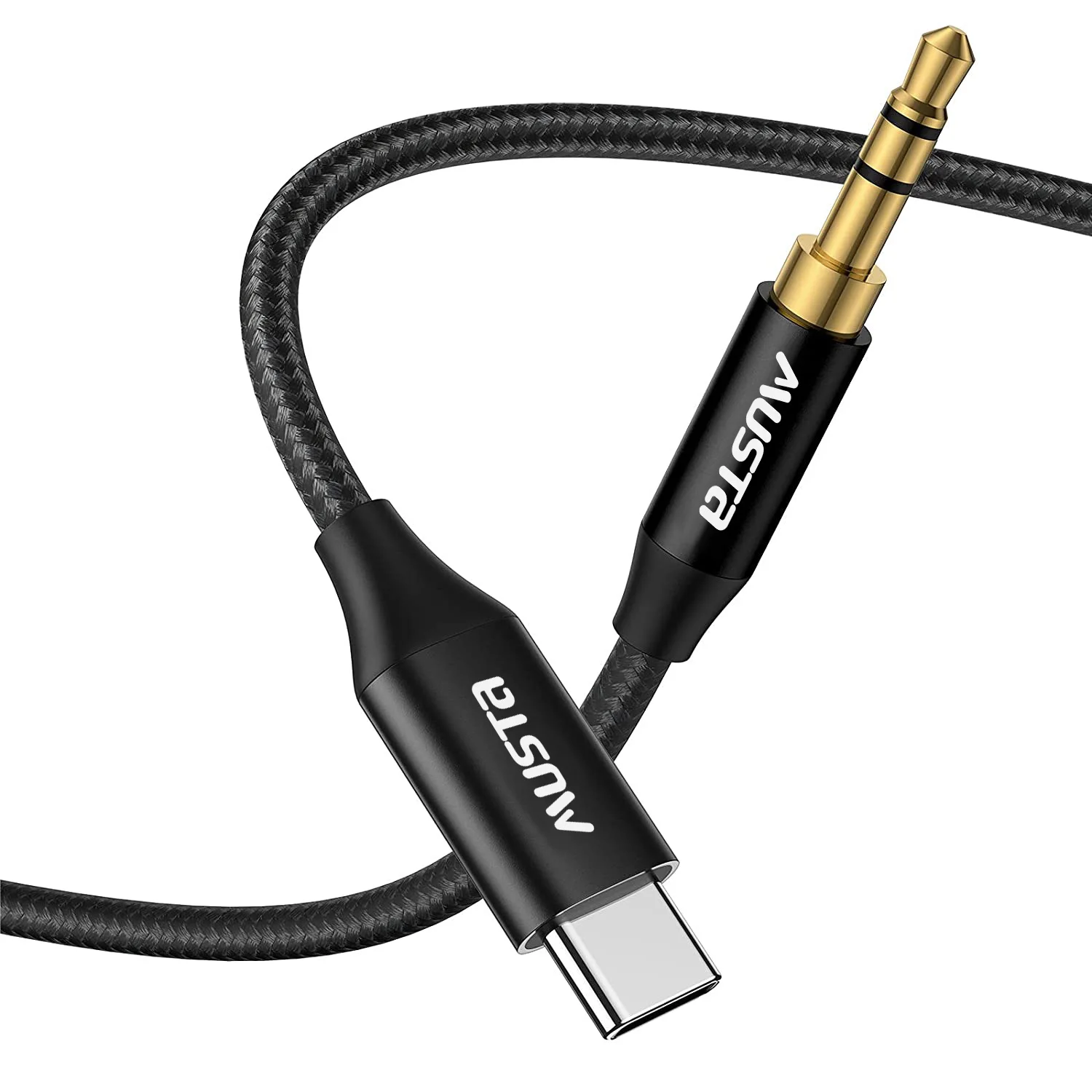 Black 3.3ft type c to 3.5mm jack audio converter Headphone Car Hi-Fi usb c to 3.5mm Stereo Audio Jack Cable for Samsung Huawei