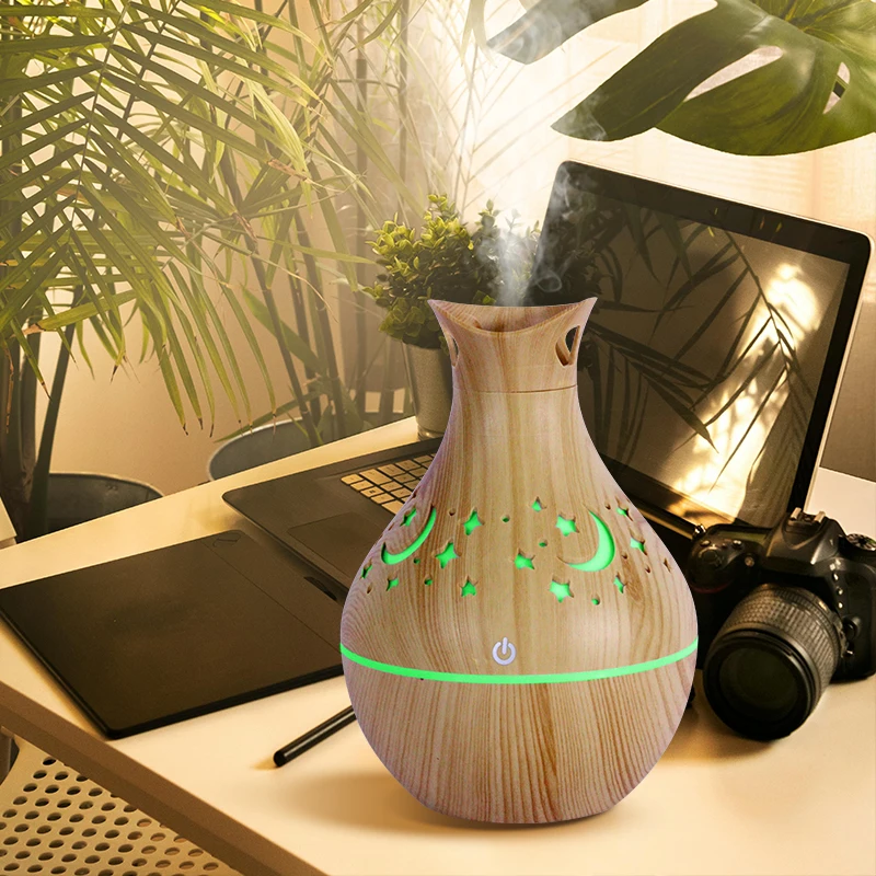 b2b marketplace Small vase design USB umidificador de ar led 200ml ultrasonic air humidifiers Wood grain humidificador