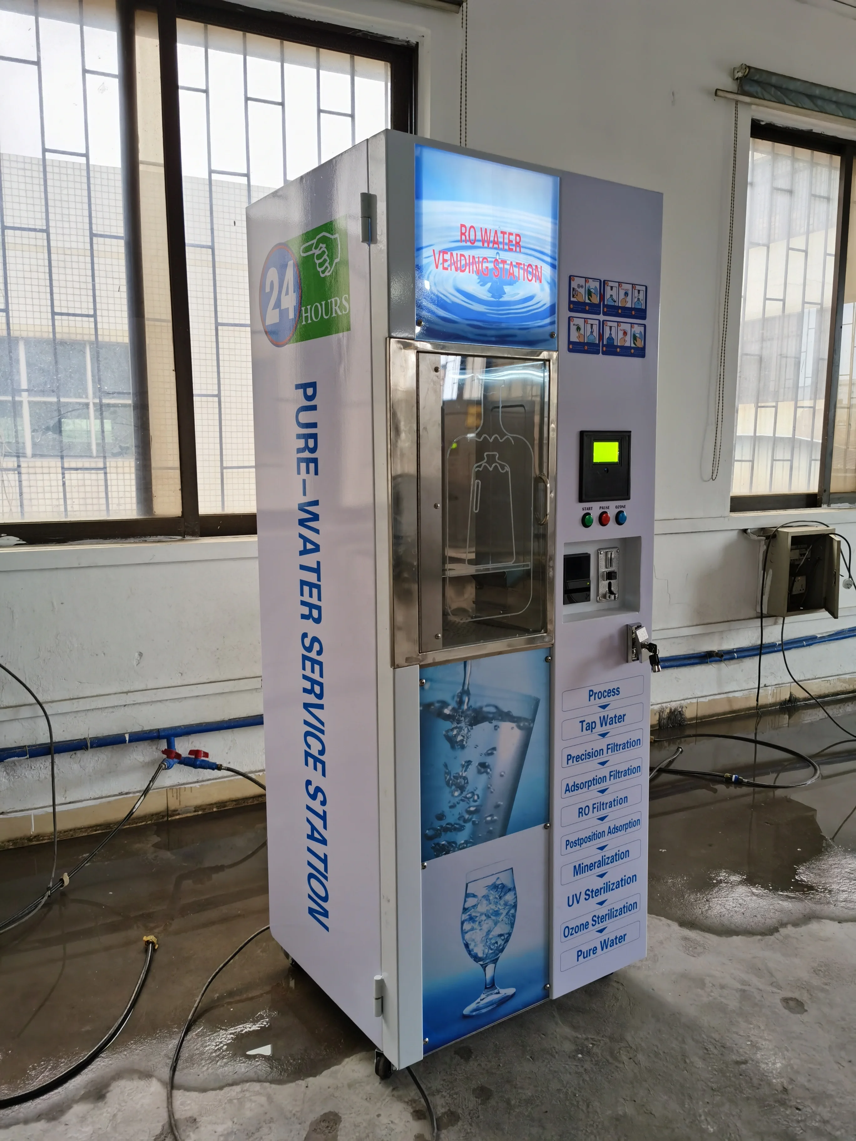 drinking water dispenser double window ice and water vending machine