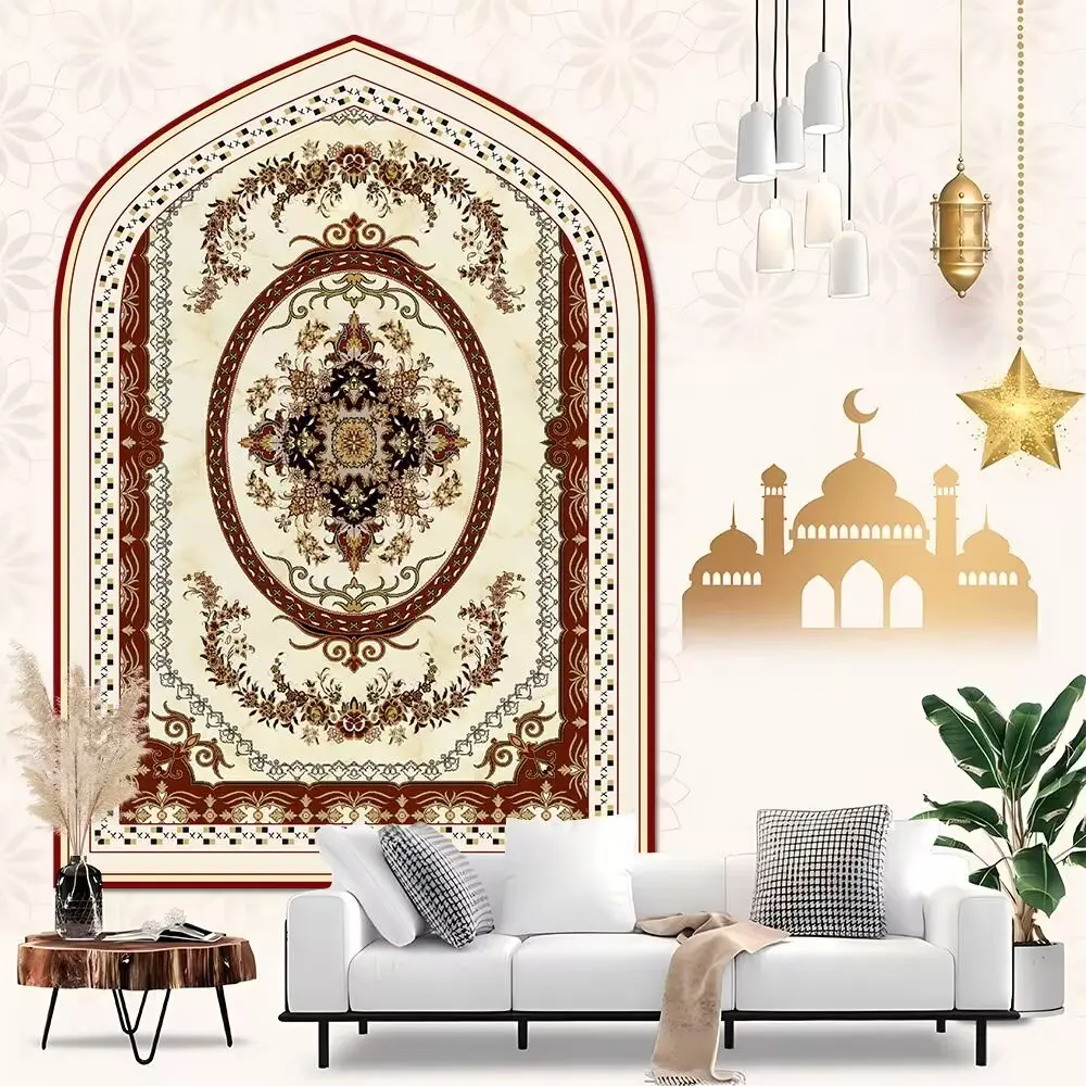 Living room carpet muslim islamic persian style mat for prayer and meditation faux cashmere tpr soft rug made in China