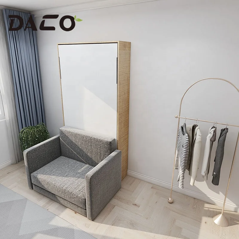 Вертикальная современная мебель для экономии пространства скрытая кровать одинарного и двуспального размера подъемная с диваном