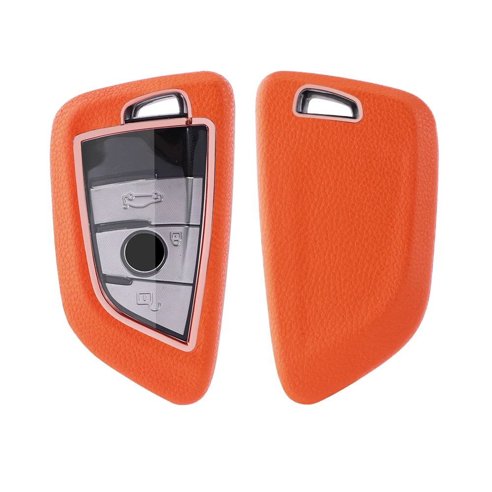 For BMW leather Key Fob Cover 2/3 button key shell fit for  X1 X3 X5 X6 /1/new 2  travel/ 5/7 Series car key case