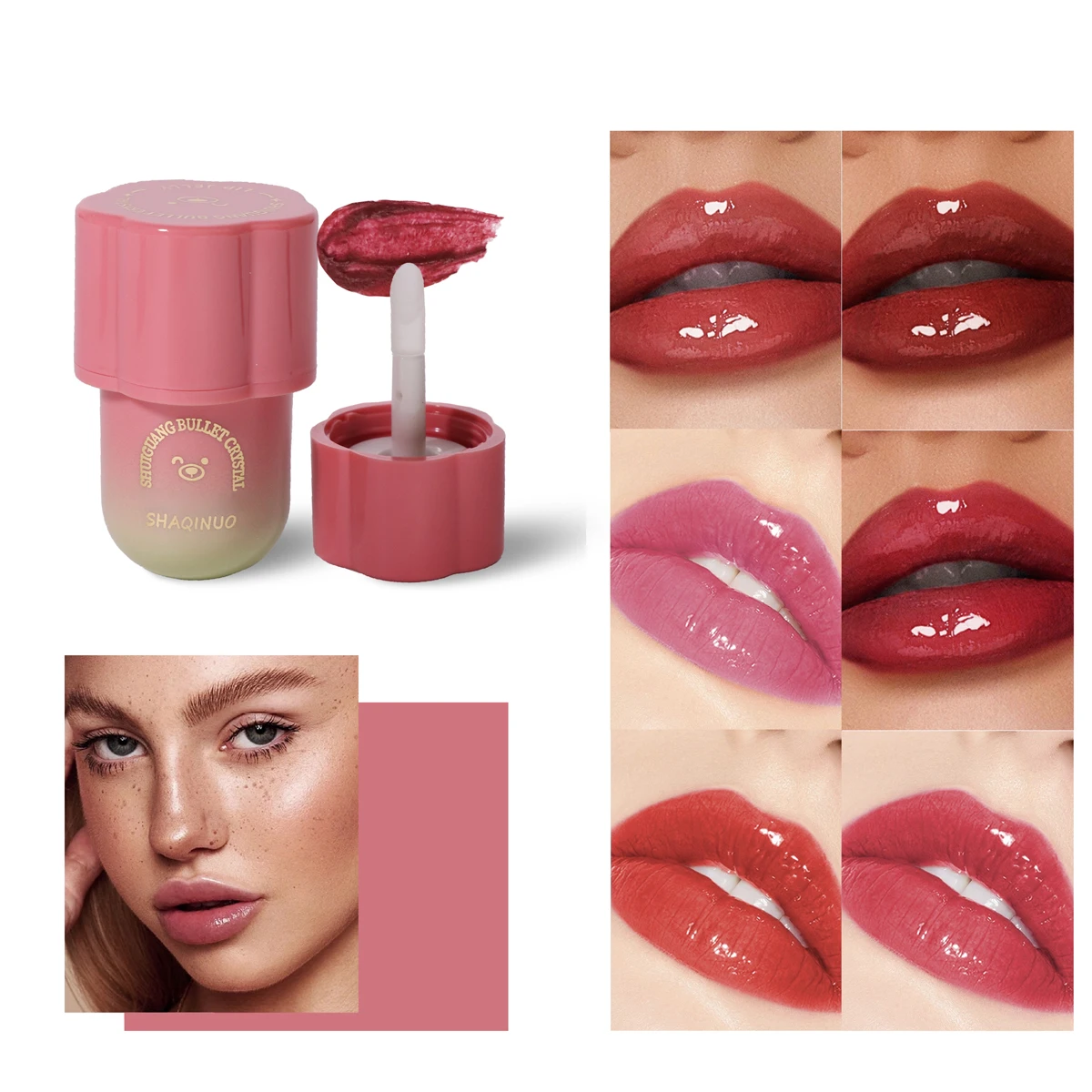 SHAQINUO Top Quality Mirror Glass Lips Moisturize Whiten Lipgloss Holding Makeup Enhance Color Lip Glaze