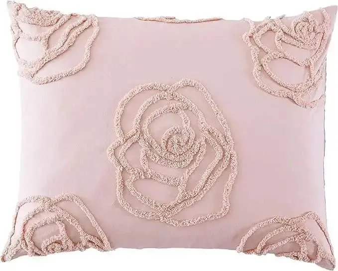 Luxury Light Pink Tufted Duvet Cover Set Cotton Bedding with Matching Sham All Season Home Decor Quilt Cover