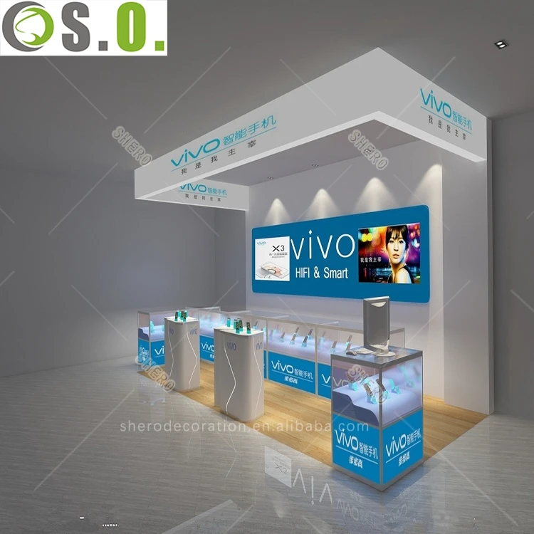 High end cell phone kiosk with mobile phone display counter