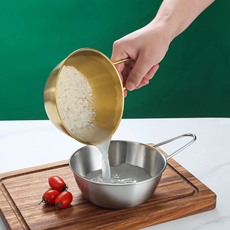 Kitchen Using Korean Stainless Steel Makgeolli Bowls Rice Wine Bowl With Handle