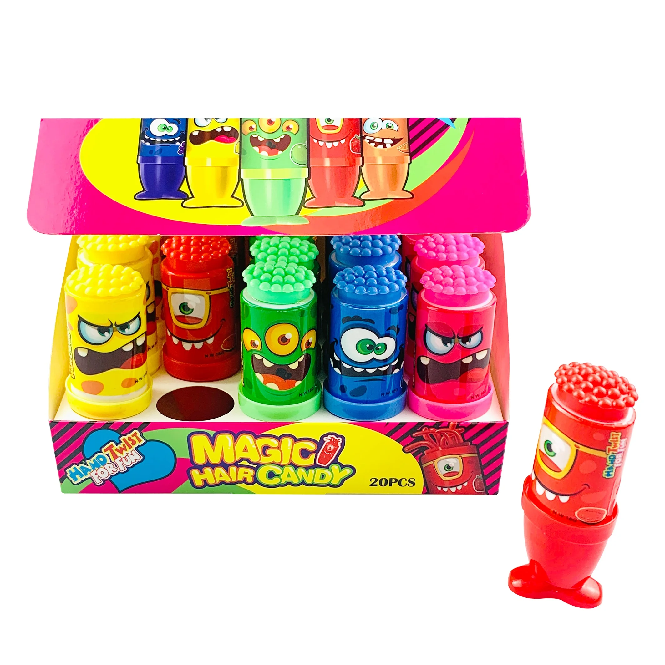 18g New Item Wholesale Crazy Magic hair Liquid Candy Fruity syrup Fruit Squeeze Jam Gummy candy OEM ODM squeeze gel candy