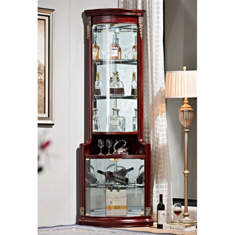 The Best End-Top Antique Corner Display Bar Cabinet Wine Cabinet With Glass Door