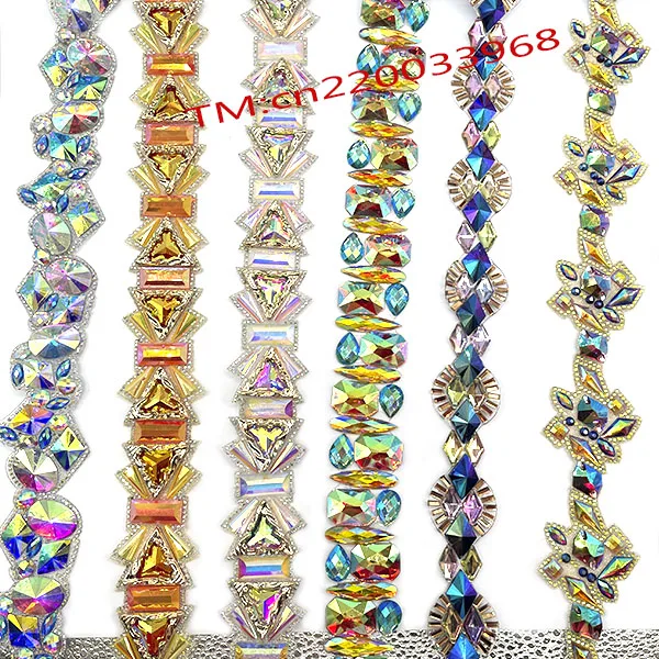 Diamond Mesh Tape Bling Hot fix Straps Trim Roll iron on dance applique trimming For Garment Rhinestone Crafts