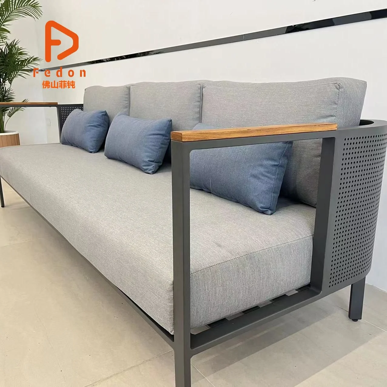 Fully aluminum gardening sofa with Tai Wan olefin cushions durable living sofa set