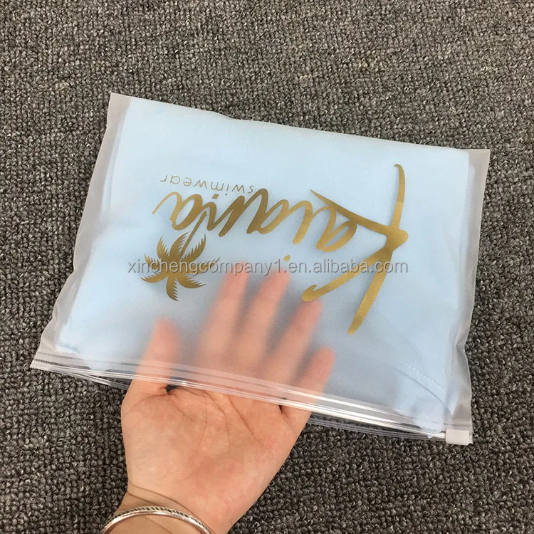 Custom Logo Matte/frosted Plastic Poly Ziplock Clothes Packaging Slider Zipper Bags,T Shirt Swimwear Zip Lock Clothing Bags