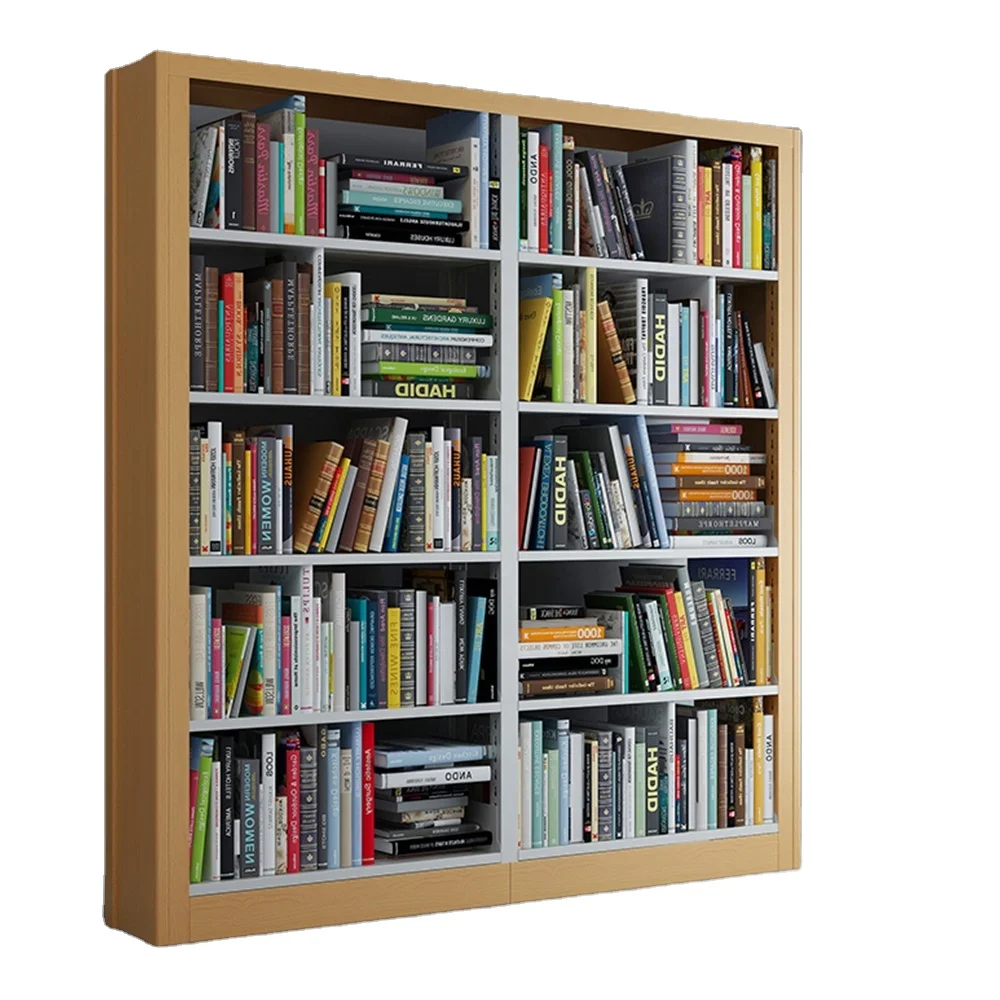 GD Practical high quality Library Movable Ladder Furniture With Door Steel Metal School Bookshelf Bookcase