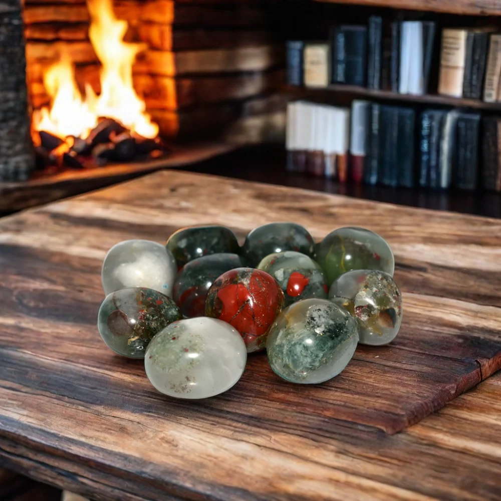 Wholesale 20-30mm Natural African Blood Agate Tumbled Stone Feng Shui Style for Home Buddha Buddhism Decor