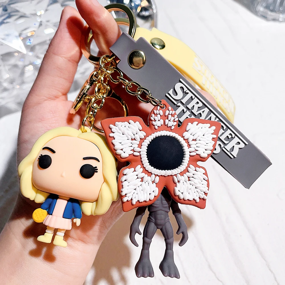 Stranger Rafflesia Spp Monster Keychains Eleven Dustin Silicone Pendant Keyrings 11 Doll Car Key Holder for Backpack Jewelry
