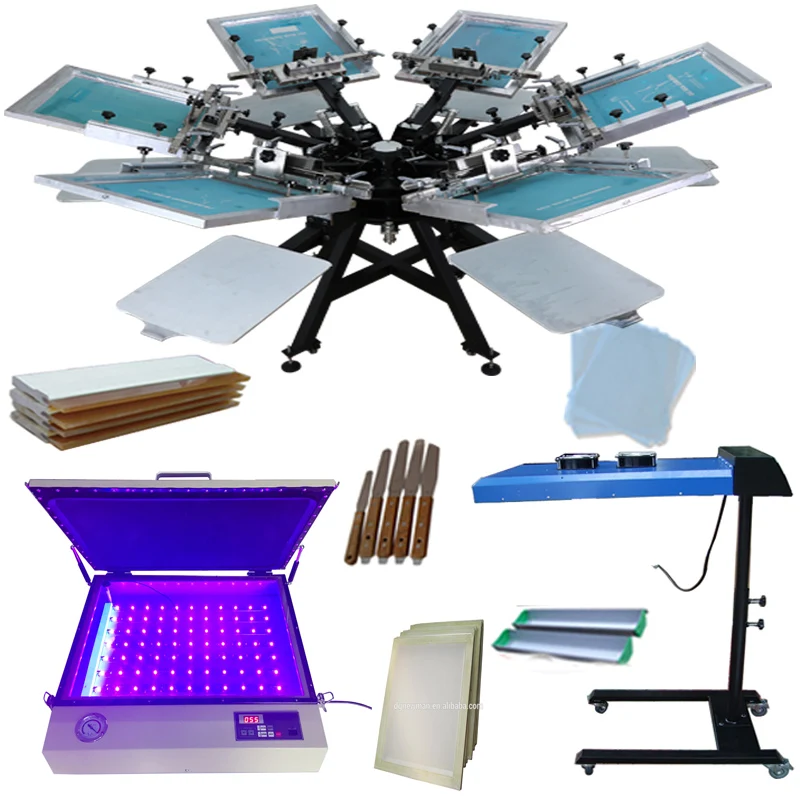rotary flat bed manual aluminum round 6 color 6 station screen printing machine price