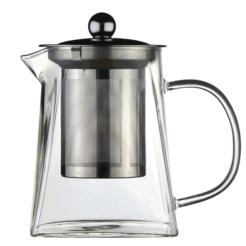 Wholesale Glass Flower Tea Pot with Stainless Steel Filter High borosilicate Glass Teapot