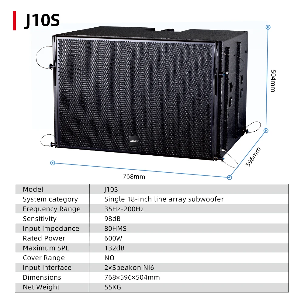 Lane J10S Fashion Professional 18 Inch 1500 Watts 2500w Line Array Bass Speakers Sound System Set