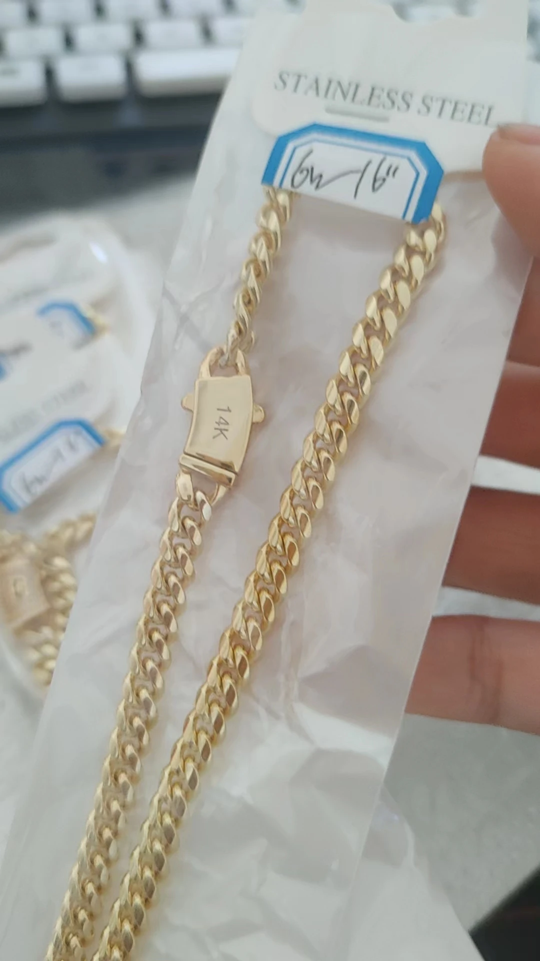 USA trendy anklet bracelet Necklace14k Gold jewelry Cuban Link Chain Gold Cuban Miami Chain 6mm -14mm Monaco Chain unisex