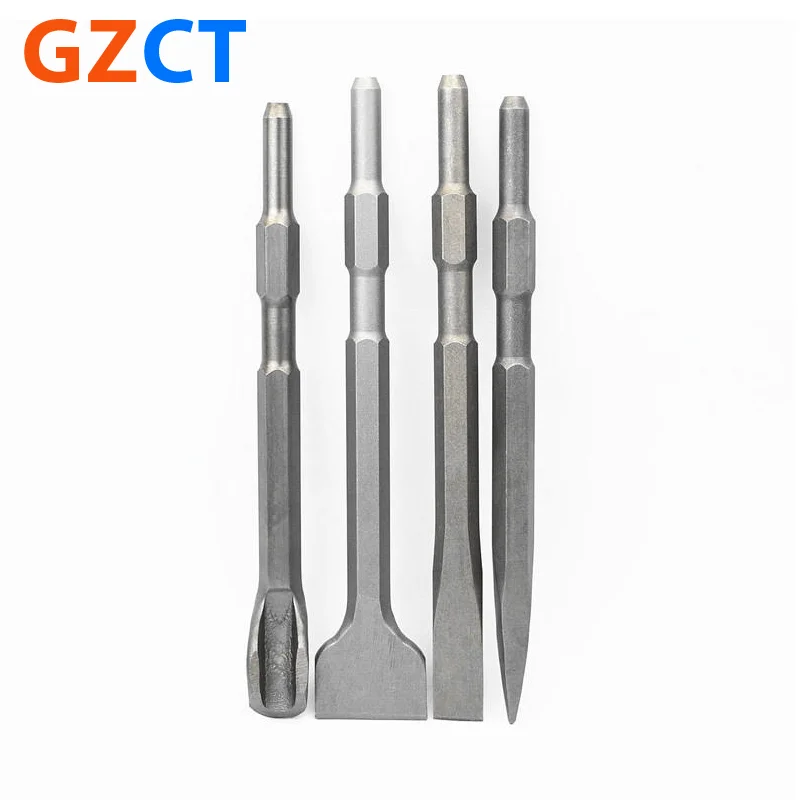 Steel Long Hex Flat/Pointed Chisel Electric Demolition Hammer Bit for Tile Masonry Concrete and Brick