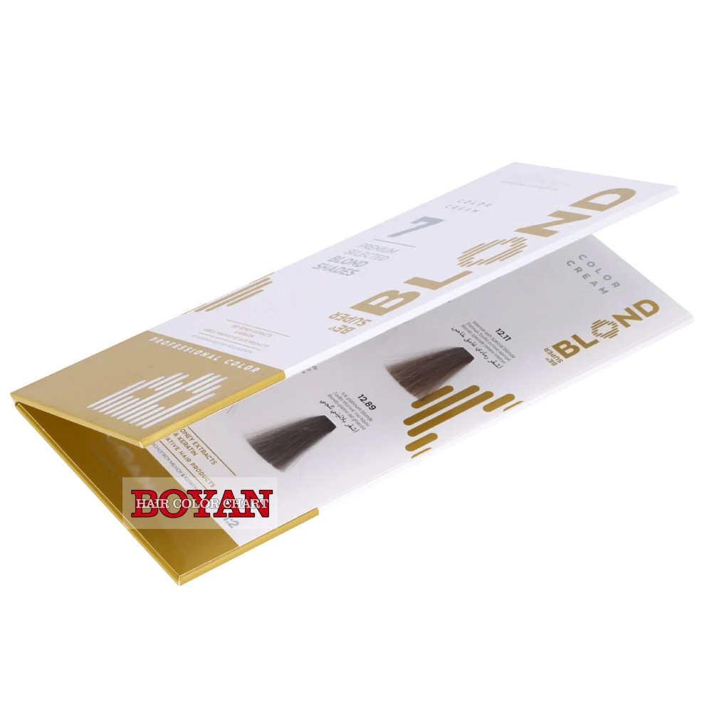 Exquisite and speciality 2-page hair dye color swatch chart for hair cream