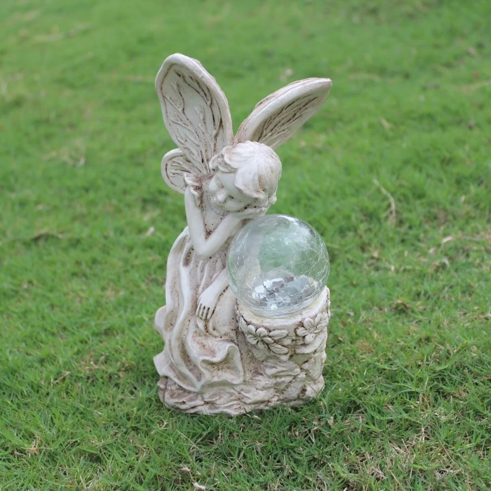 solar indoor house statue resin angel led decorative resin night light solar lawn led solar garden light outdoor waterproof