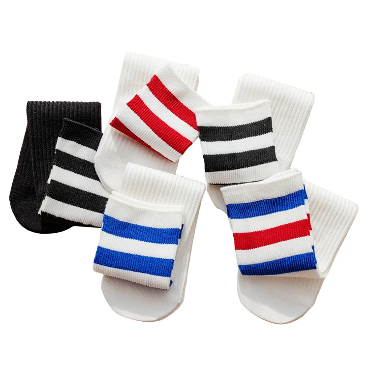 Fashion Breathable School Girls 100% Cotton Knee High Socks Dress Stripes Knee High Socks