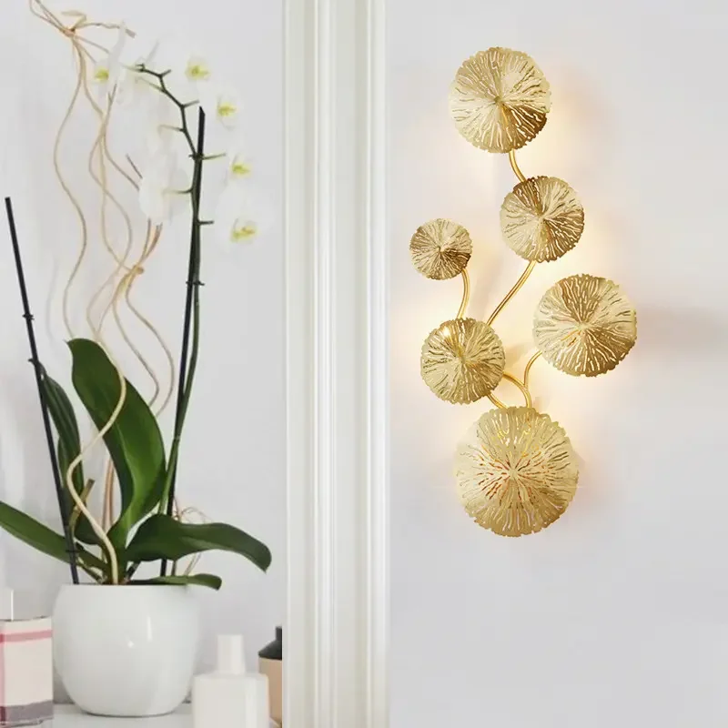 Vintage wall light home living room decoration fancy golden copper modern style home decor wall lamp