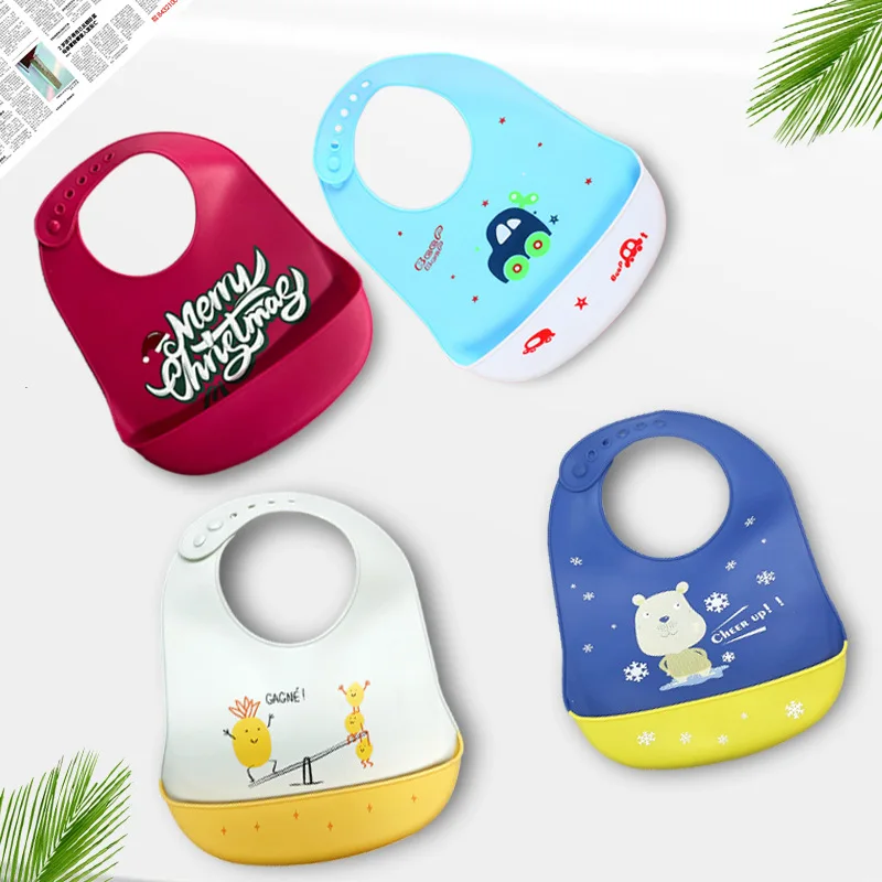 Customizable Silicone Baby Bib Adjustable Sizes To Fit All Infant Soft Waterproof Silicone Baby Bib With Food Catcher Baby Bibs