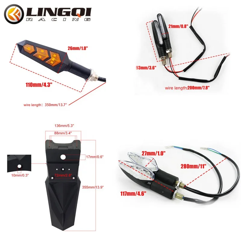 Motorcycle Individual Rear Stop Reflector License Light Taillight Turn Signal Lamps For Pit Dirt Bike
