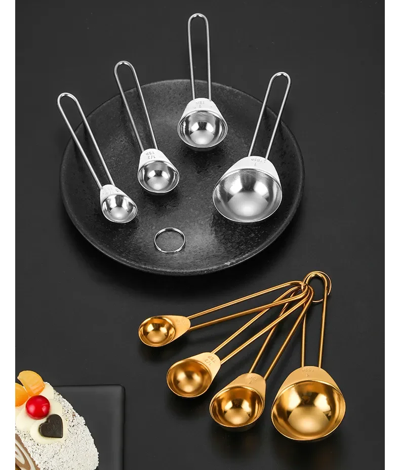 OEM/ODM LFGB certified kitchen stainless steel 430 solid liquid tsp measuring spoons set