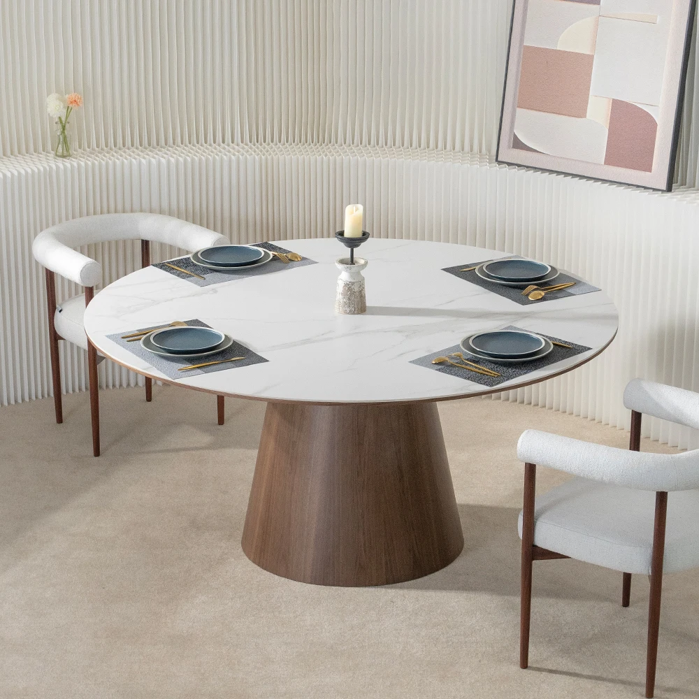 Simple round ceramic dining table