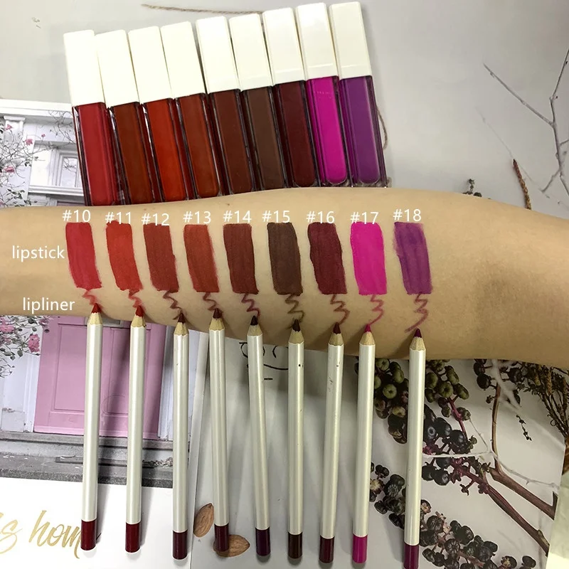Low MOQ liquid matte lip kit lipstick set lipgloss with lip liner set