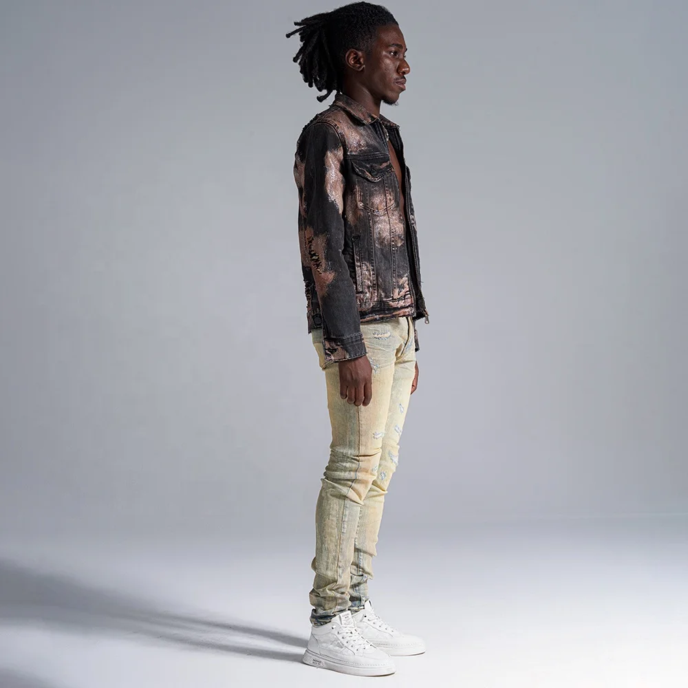 Wangsheng Garments Hot Sale High Quality Customized Logo Slim Fit Heavy Process Washing Water Jeans Slim Fit Jeans For Men