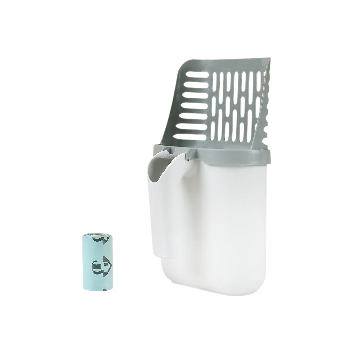 Jiefan Pet Upgraded Toilet Picker Bucket Baffle Trash Bin with Garbage Bag Shovel-Asana Litter Shovel