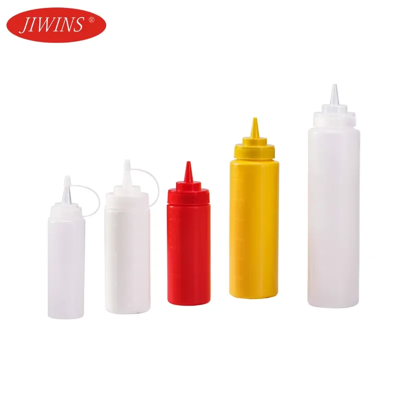JIWINS Best Price Empty Food Grade Flat Shoulder Tomato Jam Plastic Squeezable Sauce Bottle