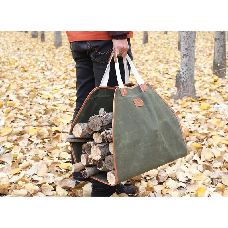 
Canvas Firewood Carrier Log Tote Bag Fire Place Sturdy Wood big tote bag Camping Indoor Firewood Logs 