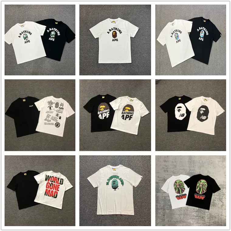 Summer New Style Wholesale Letter Print Ape Tee Casual Round Neck Short Sleeve Loose Cotton Unisex T-shirts