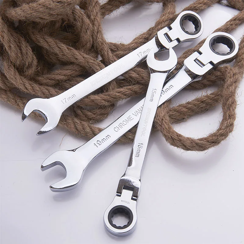 Chinese Factory Flexible Head Ratchet Wrench Set Double Offset Ring Kit