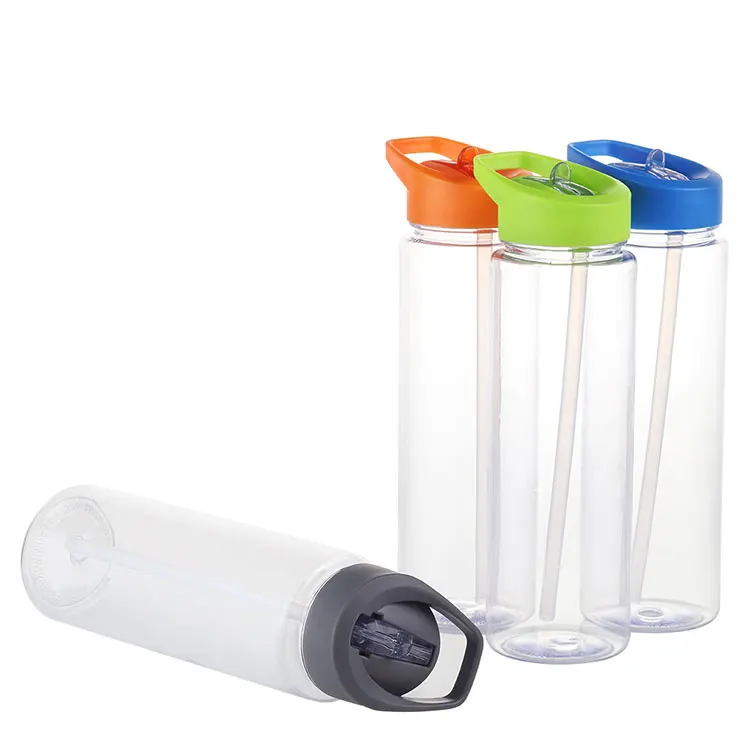 Easy taking eco friendly bpa free single wall plastic drinks straw clear tritan plastic sports water bottle with straw