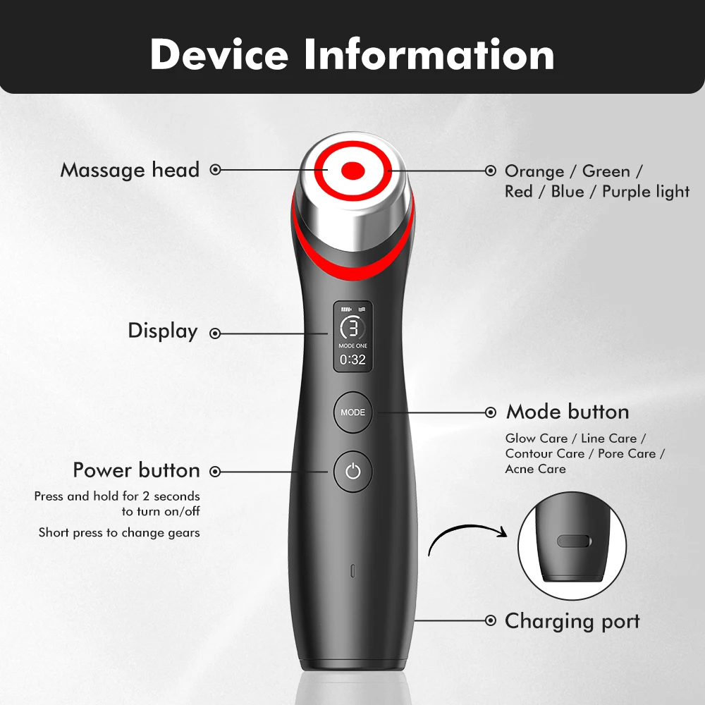2024 age HFacial Led Red & Blue Acne Spot Treatment Home Use RF Beauty Device Equipment Wand Massager Face Light Therapy Machine