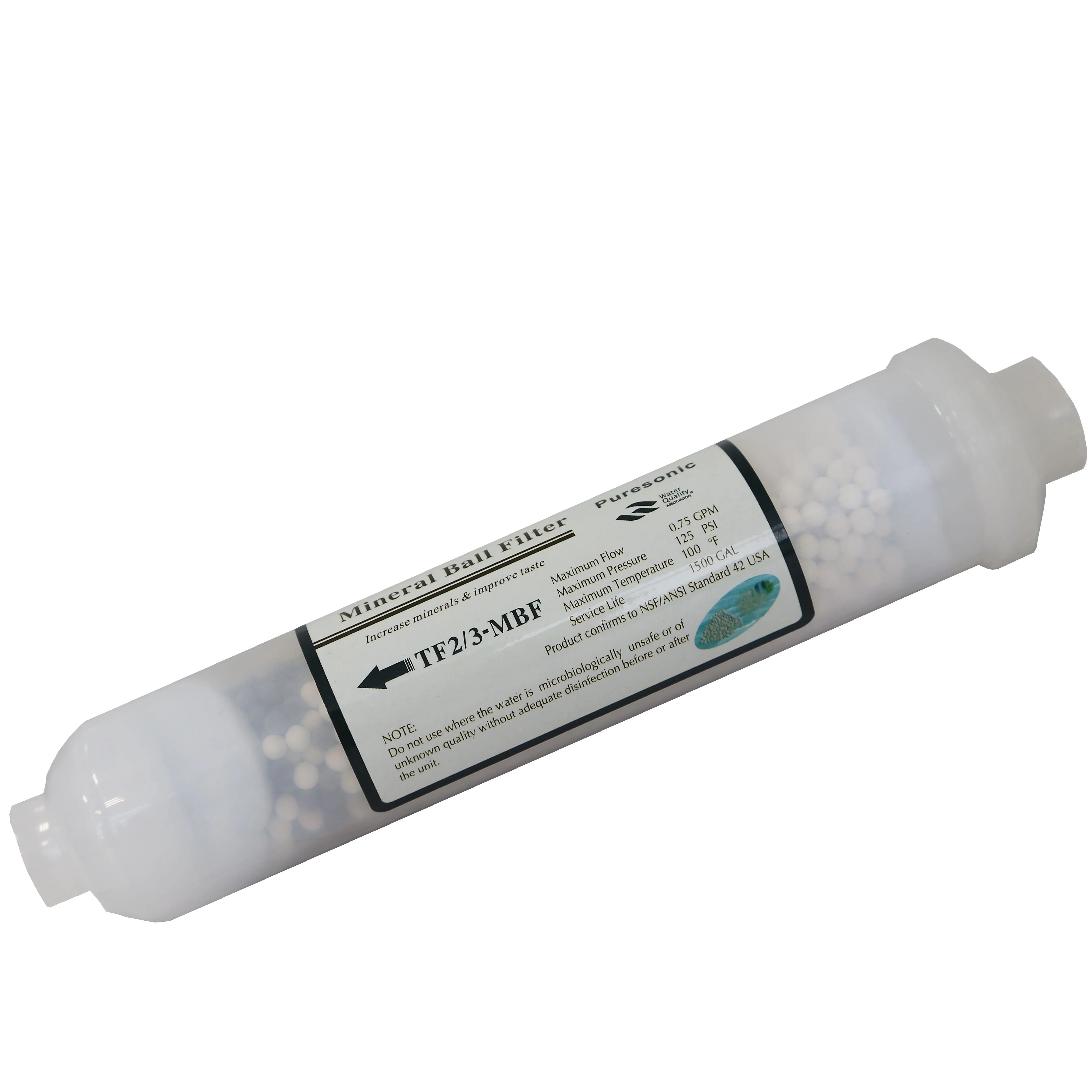 Clear alkaline water mineral cartridges are used in household water purifiers or reverse osmosis filtration systems