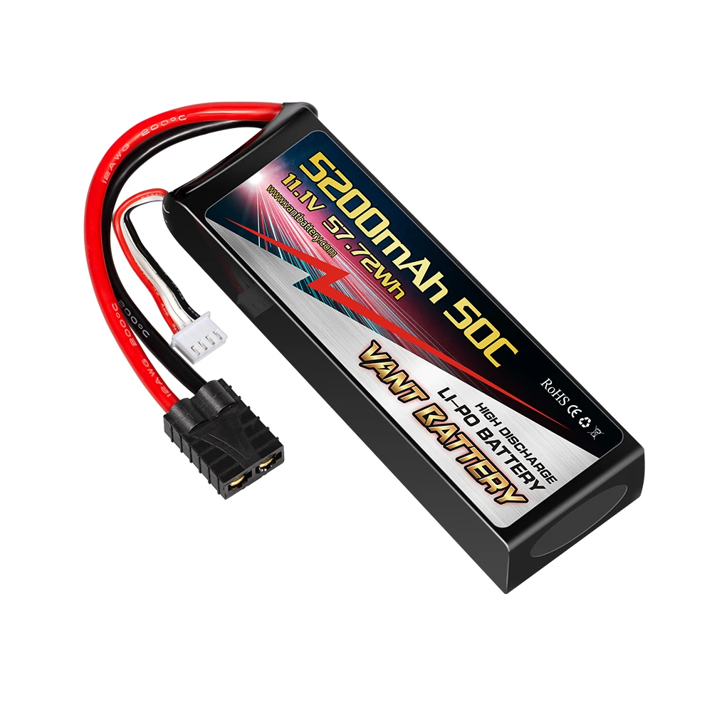 Vant 3S Lipo Battery 5200mAh 50C 11.1V RC Batteries with T&TR Connector Soft Case for RC Airplane Helicopter Plane Quadcopter