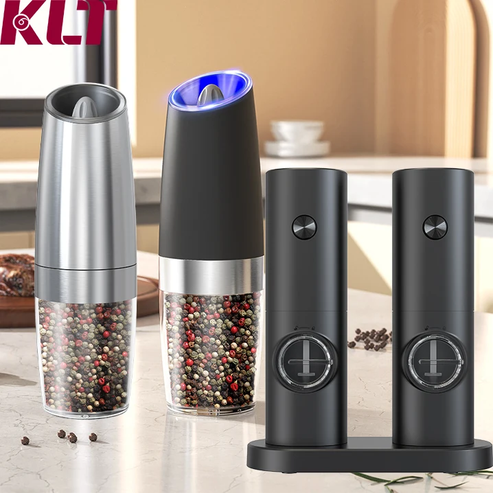Kitchen Battery Pepper Grinder Automatic Electric Salt And Pepper Grinder Set Adjustable Stainless Steel Salt And Pepper Mill