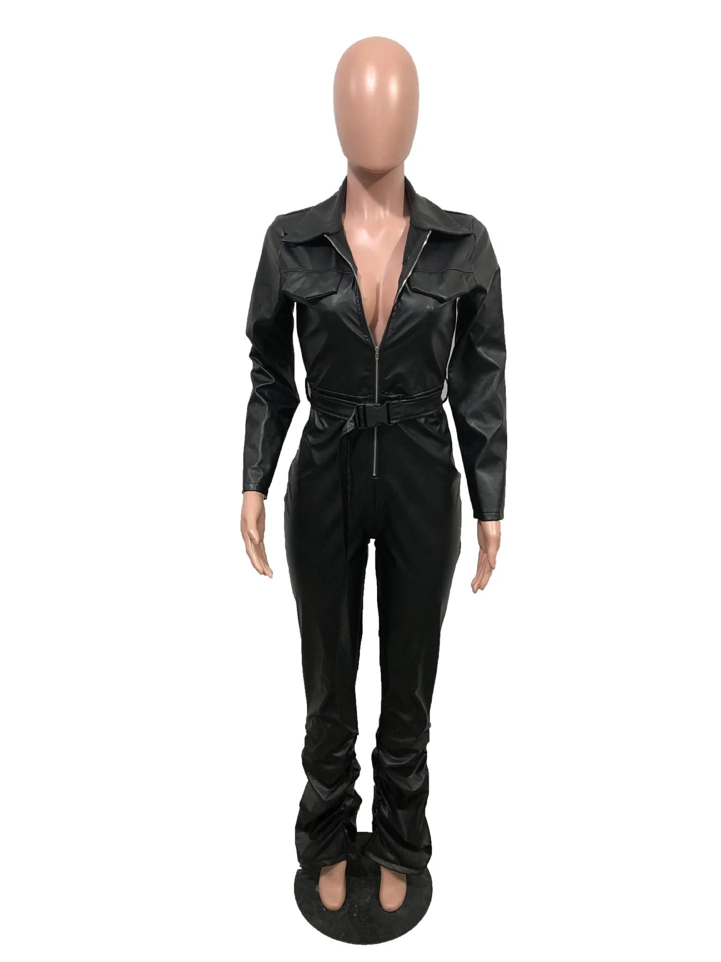 Leather jumpsuit MOQ 1PC jumpsuit leather New long pant jumpsuit