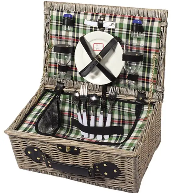 picnic basket 4 person grey wicker storage basket with lid 6 person picnic basket
